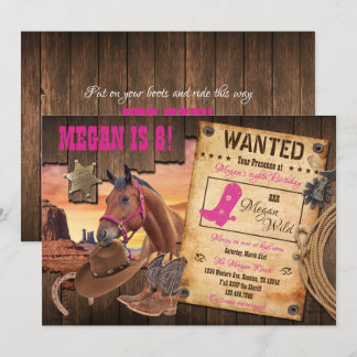 Vilda västern Cowgirl-inbjudan Inbjudningar