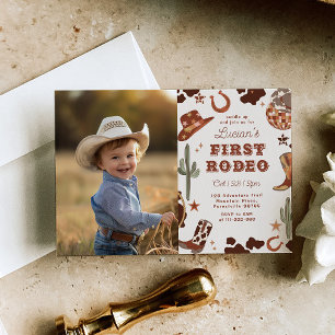 Vilda västern Första Rodeo 1-års födelsedagsfest Inbjudningar