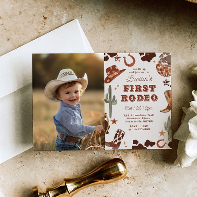 Vilda västern Första Rodeo 1-års födelsedagsfest Inbjudningar (Skapare uppladdad)
