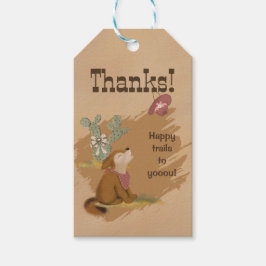 Vilda västern grafisk cowgirl öken djur presentetikett