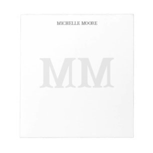 Vilda västern monogram grå vit modern minimalistis anteckningsblock