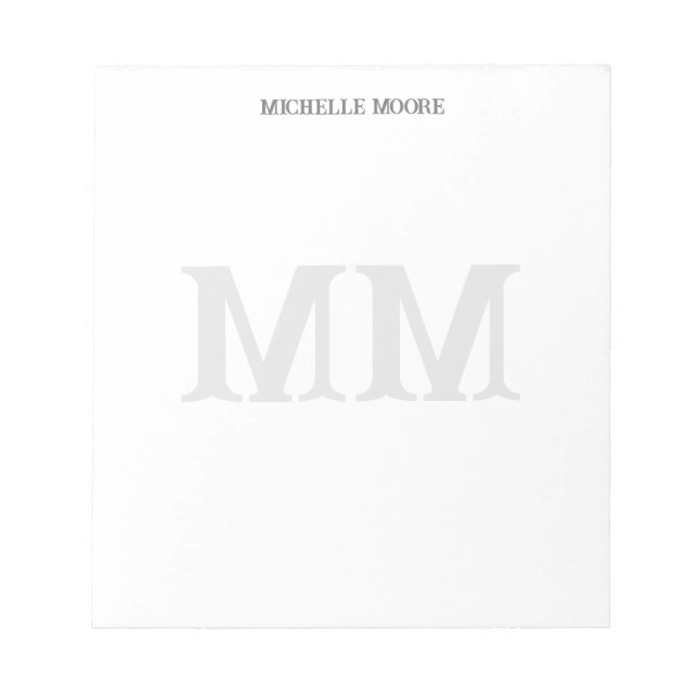 Vilda västern monogram grå vit modern minimalistis anteckningsblock (Framsida)