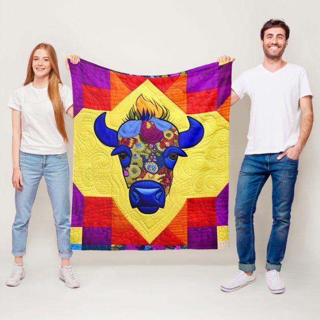 Vilda western Bison Quilt som design Fleecefilt (På plats)
