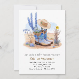Vilda western Boots and Hat Baby Shower Inbjudningar