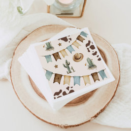 Vilda western Boy First Rodeo 1:a födelsedagen par Pappersservett