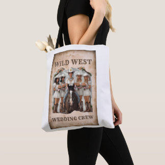 Vilda western Bröllop Crew Bride Tote Bag Tygkasse