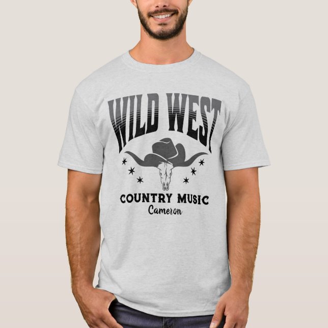 Vilda western Cow Cowboy Hat Land Music T-Shirt (Framsida)