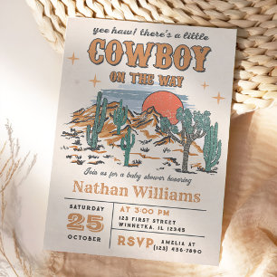 Vilda western Cowboy Baby Shower Party Inbjudningar