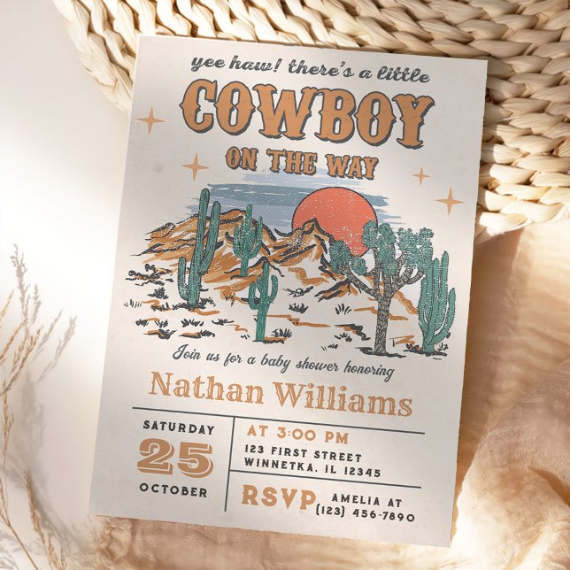 Vilda western Cowboy Baby Shower Party Inbjudningar (Skapare uppladdad)