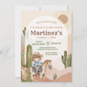 Vilda western Cowboy Birthday Spansk Inbjudningar