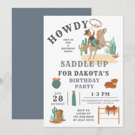 Vilda western Cowboy Boy Birthday-inbjudan Inbjudningar