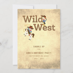 Vilda western Cowboy Cowgirl Child's Birthday Inbjudningar