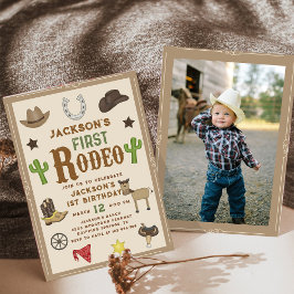 Vilda western Cowboy First Rodeo 1:a födelsedagsfo Inbjudningar