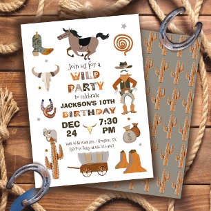 Vilda western Cowboy Födelsedagsfest inbjudan