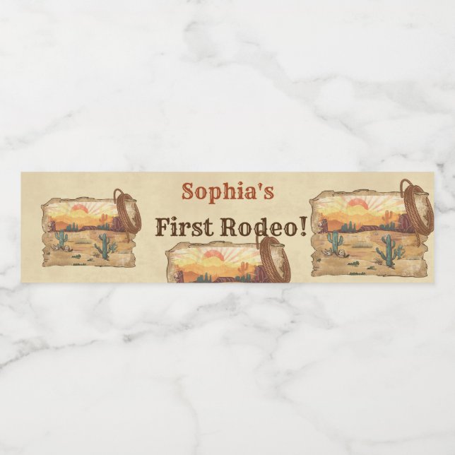 Vilda western Cowboy Födelsedagsfest Vattenflaskor Etikett (Singel etikett)