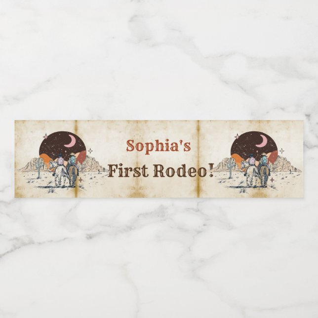 Vilda western Cowboy Födelsedagsfest Vattenflaskor Etikett (Singel etikett)