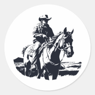 Vilda western Cowboy Horse Back Riding Runt Klistermärke