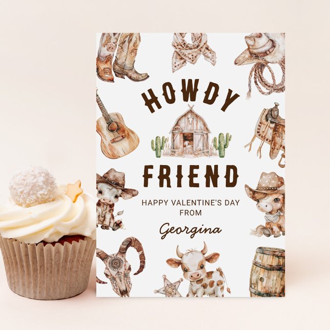 Vilda western Cowboy Kids Valentines day Julkort (Skapare uppladdad)