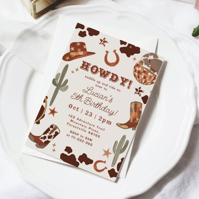 Vilda western Cowboy Land Westerna Födelsedagsfest Inbjudningar (Skapare uppladdad)