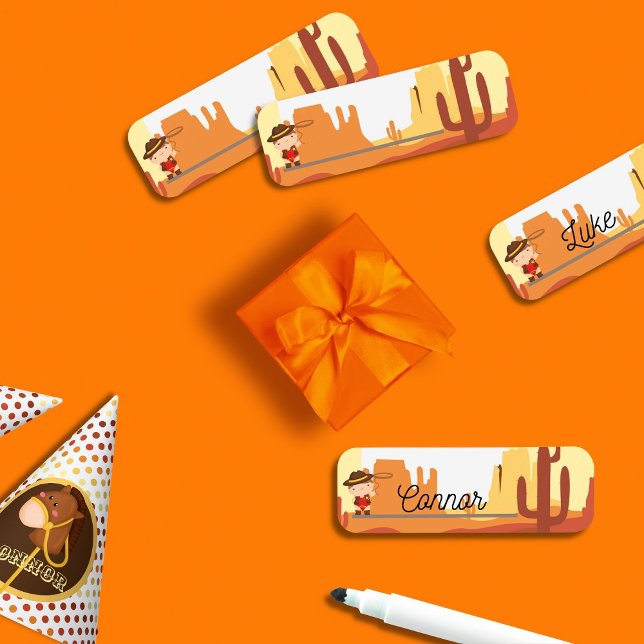 Vilda western cowboy namnbricka (Cowboy badges)