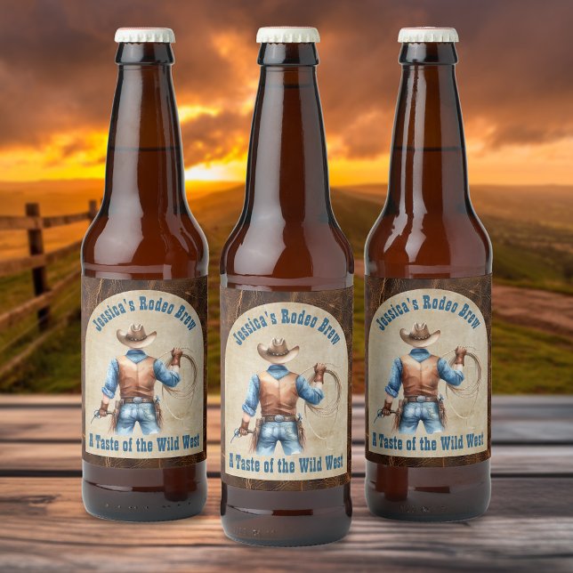Vilda western Cowboy Ölflaska Etikett (Skapare uppladdad)