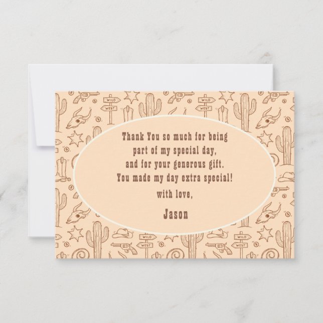 Vilda western cowboybarn tack kort (Framsida)