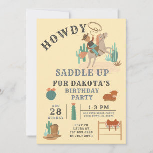 Vilda western Cowboypojkens födelsedagsinbjudan Inbjudningar