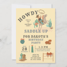 Vilda western Cowboypojkens födelsedagsinbjudan