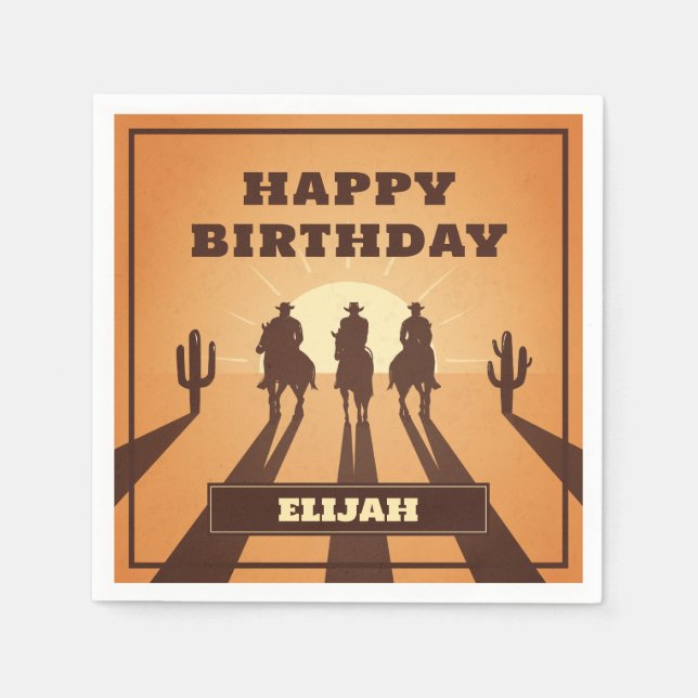 vilda western cowboysolnedgång pappersservett (Framsidan)