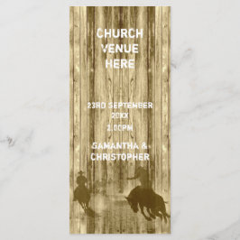 Vilda western cowboytema bröllopsprogram kyrka program