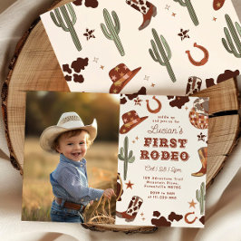 Vilda western First Rodeo 1:a födelsedagen party Inbjudningar
