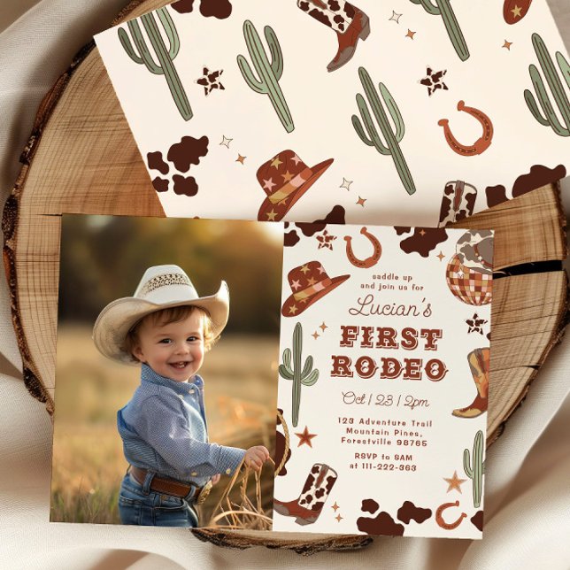 Vilda western First Rodeo 1:a födelsedagen party Inbjudningar (Skapare uppladdad)