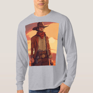 Vilda western Gunslinger - Vintagen Anime Porträtt T Shirt
