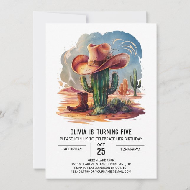 Vilda western Hats Cowboy Birthday Inbjudningar (Framsida)