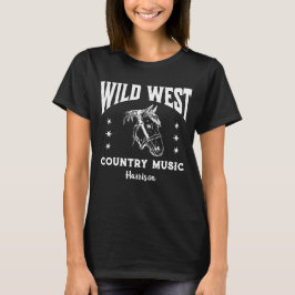 Vilda western Horse Land Music Black White T-Shirt