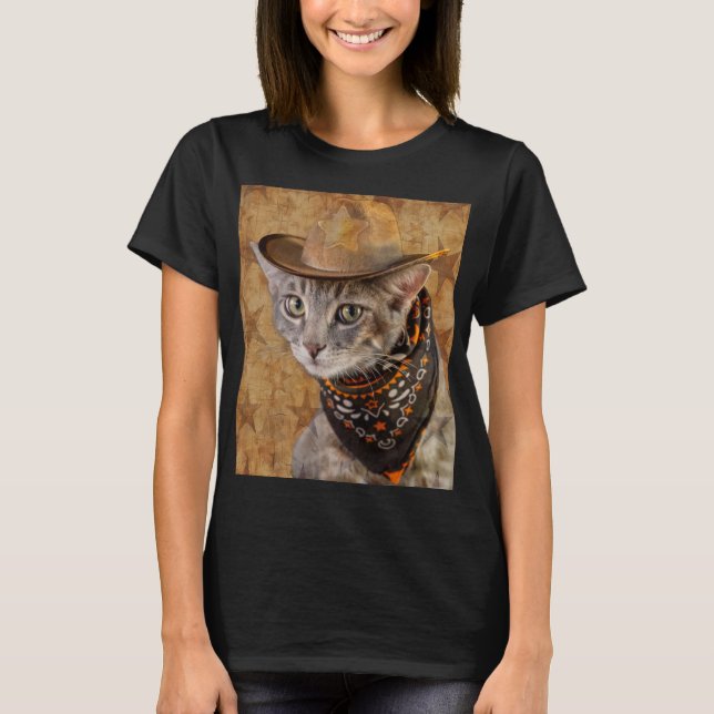Vilda western Katt T Shirt (Framsida)
