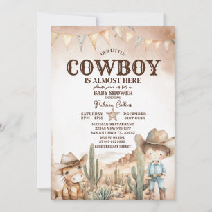 Vilda western Little Cowboy Baby Shower Inbjudningar