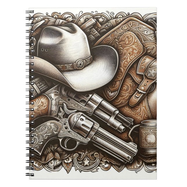 Vilda western med Cowboy Hat och Guns Anteckningsbok (Framsidan)