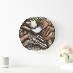 Vilda western med Cowboy Hat och Guns Stor Klocka