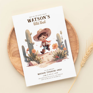 Vilda western Modern Cowboy Birthday Inbjudningar