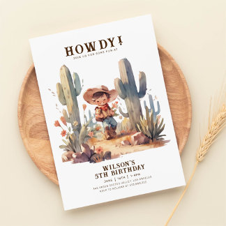 Vilda western Modern Cowboy Birthday Inbjudningar