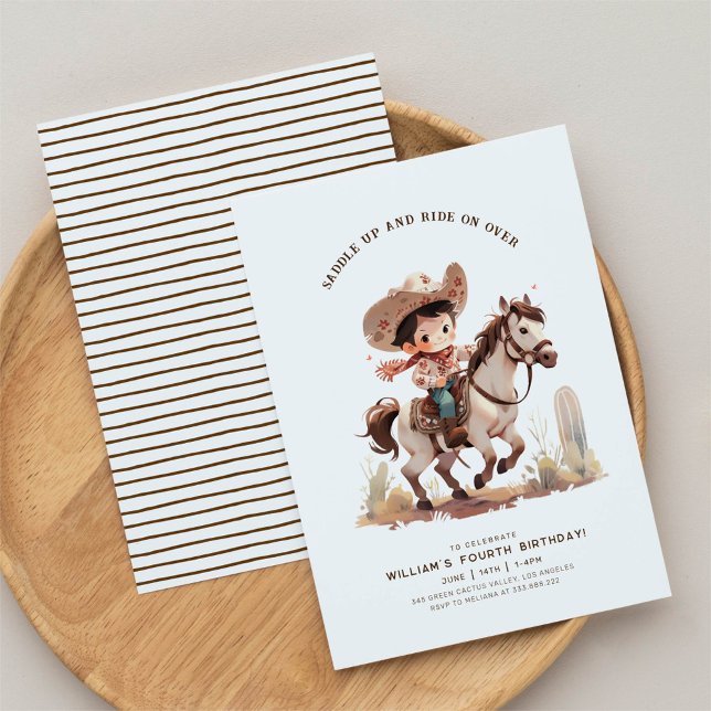 Vilda western Modern Cowboy Birthday Inbjudningar (Skapare uppladdad)