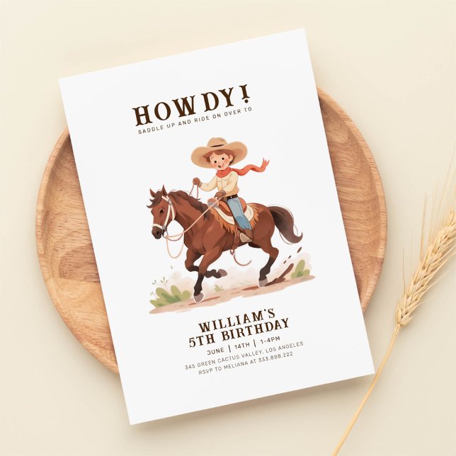 Vilda western Modern Cowboy Birthday Inbjudningar (Skapare uppladdad)