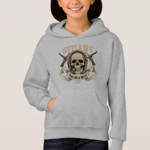Vilda western Outlaw Skull - Gunslinger Cowboy Vin T Shirt
