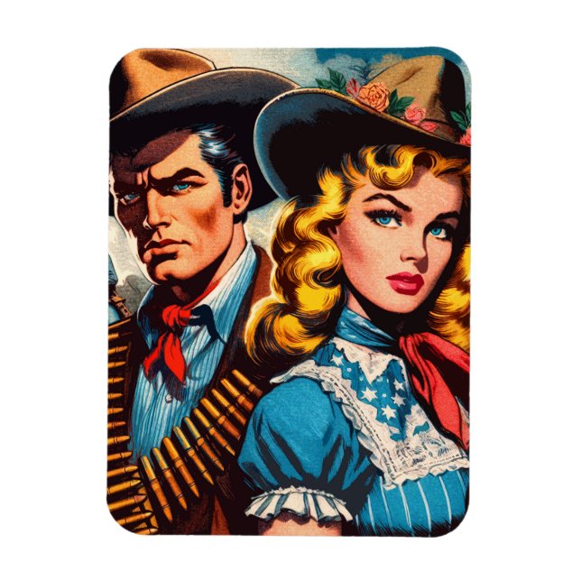 Vilda western par Retro-Tecknader Magnet (Vertikal)