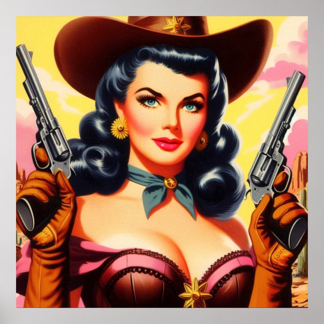 Vilda western Pin-up Poster (Framsidan)