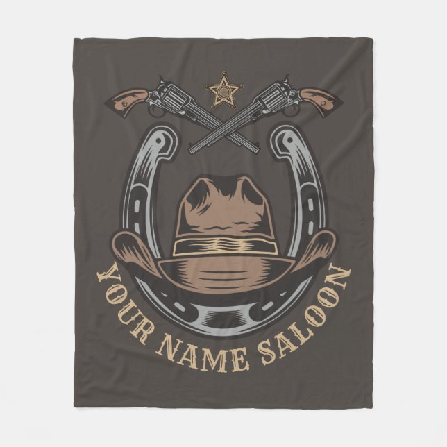 Vilda western Revolver Horseshoe Western Cowboy Sa Fleecefilt (Framsidan)