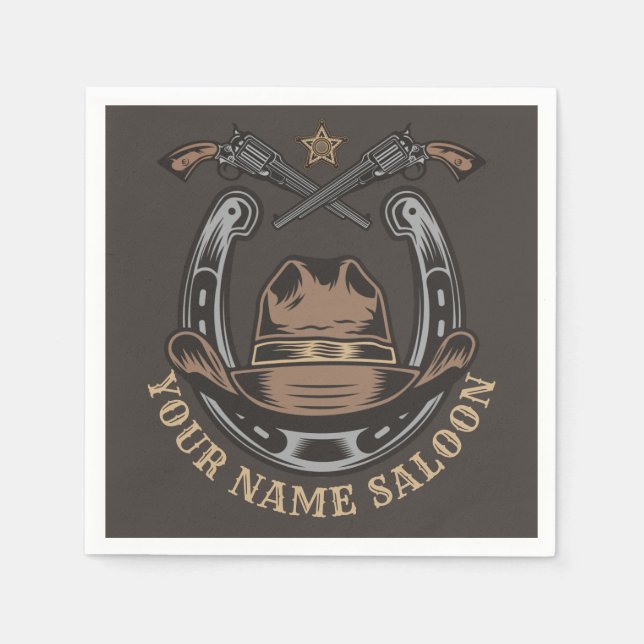 Vilda western Revolver Horseshoe Western Cowboy Sa Pappersservett (Framsidan)