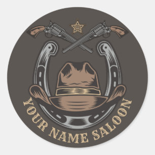 Vilda western Revolver Horseshoe Western Cowboy Sa Runt Klistermärke