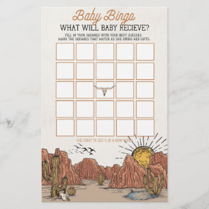 Vilda western Rodeo baby bingo babyduschspel